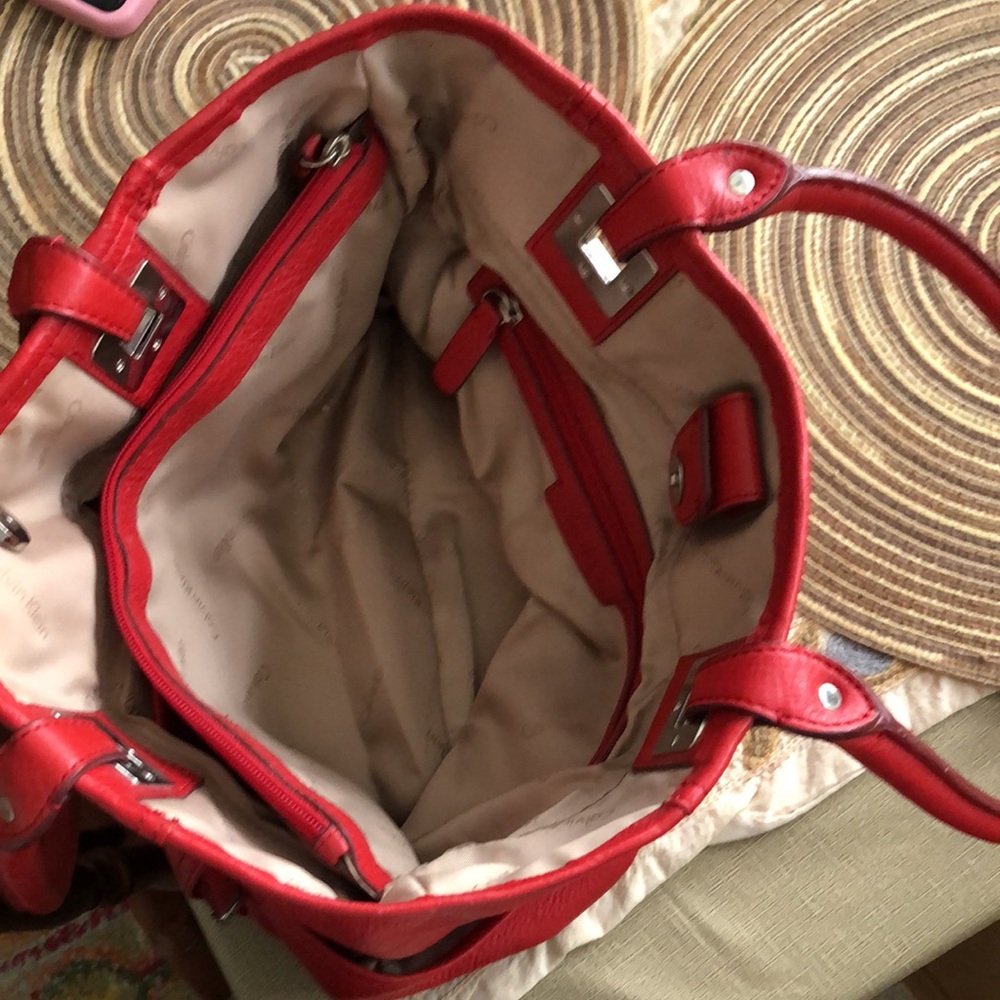 Calvin Klein Red Leather Handbag In Preloved & Gently Used Condition! - Picture 12 of 14